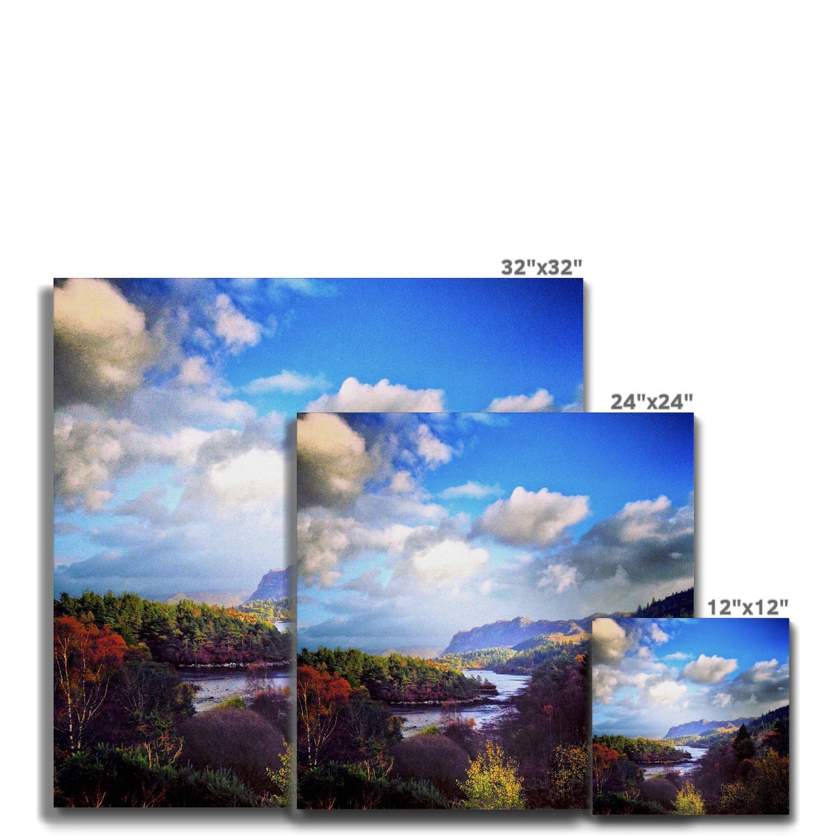 32x32 inch Plockton Canvas Print of serene autumn landscape