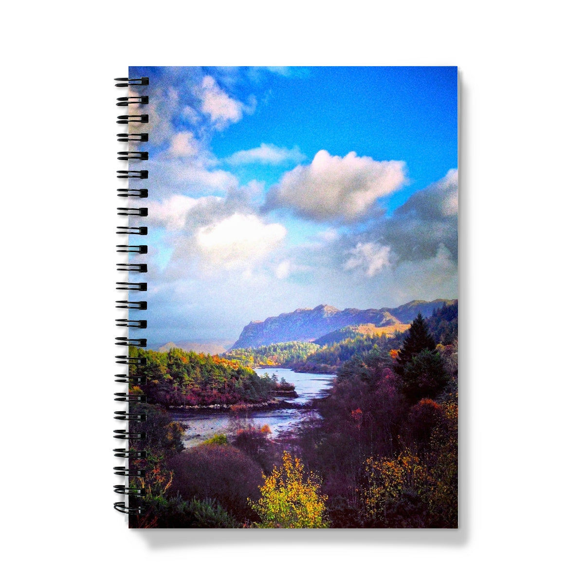 Plockton spiral-bound notebook with vibrant orange-yellow autumn tree cover
