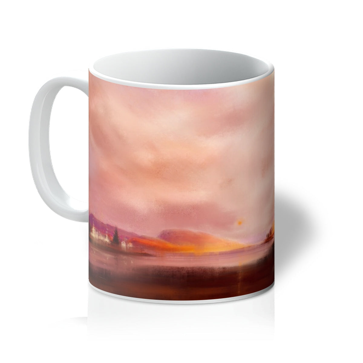 Plockton Sunset Mug with abstract landscape in muted earth tones