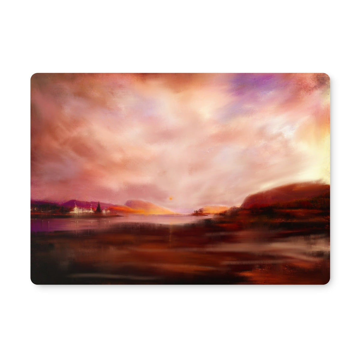 Plockton Sunset Placemat: vibrant abstract landscape painting