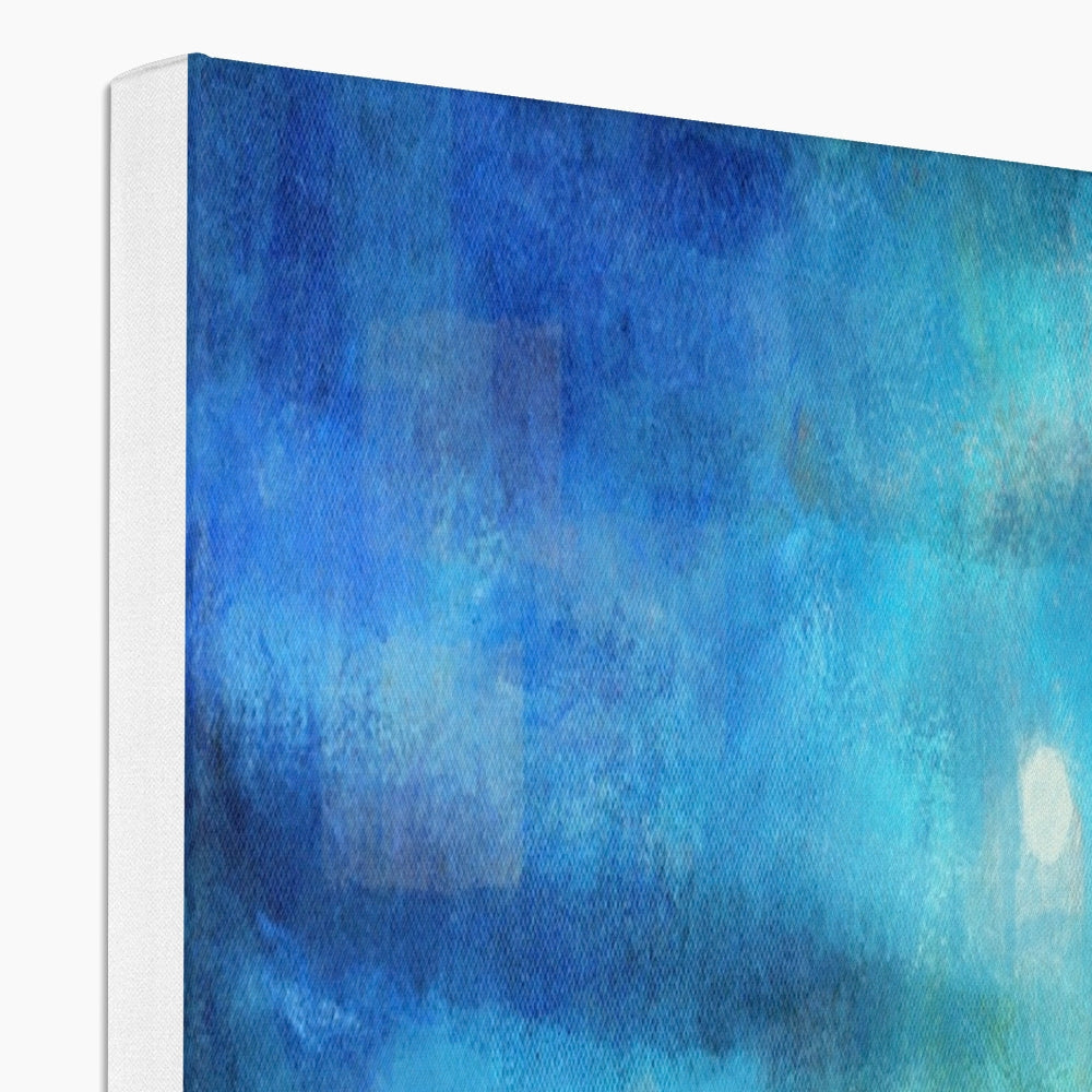 Blue Portobello Moonlight abstract canvas art with textured brushstrokes