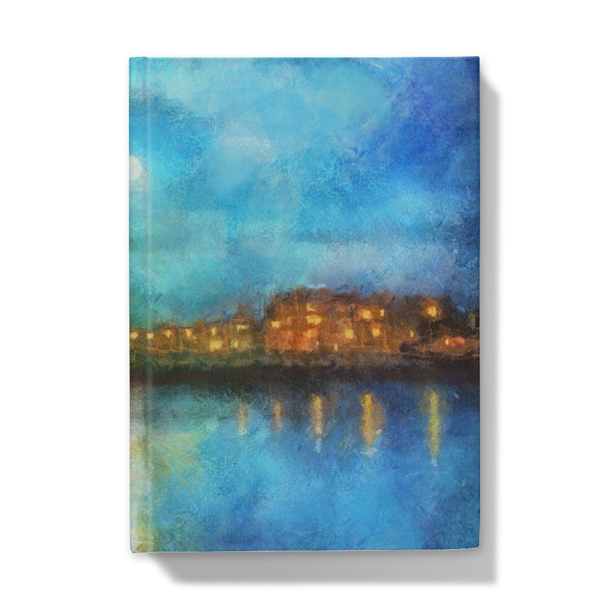 Portobello Moonlight Hardback Journal with impressionistic cityscape at night reflection