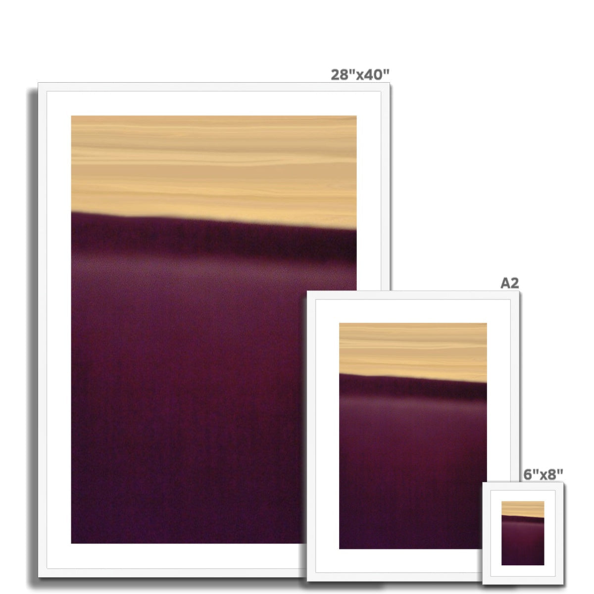 A Purple Sunset framed print with beige to purple gradient