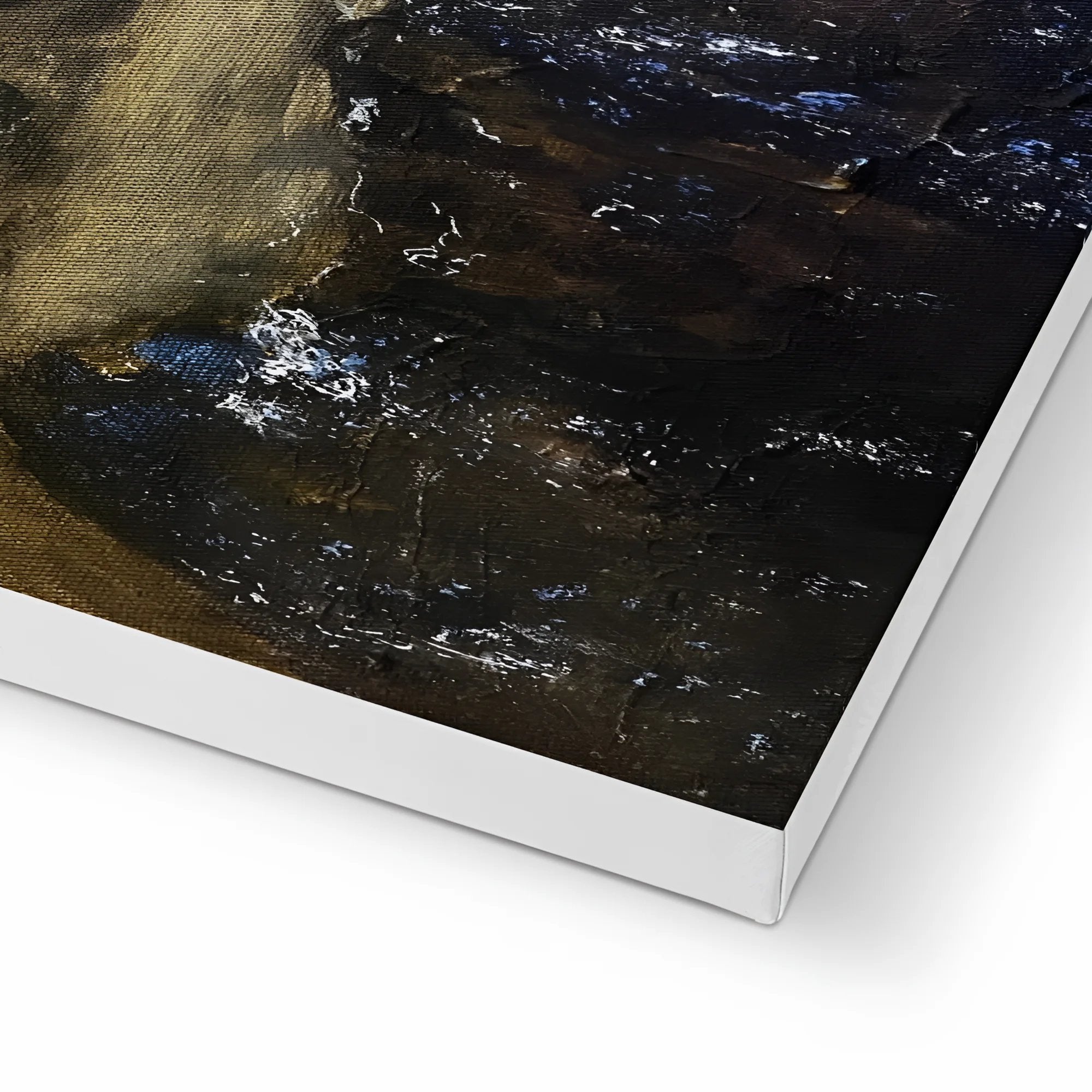 Thick canvas print of textured dark and gold abstract artwork for The Quiraing Canvas