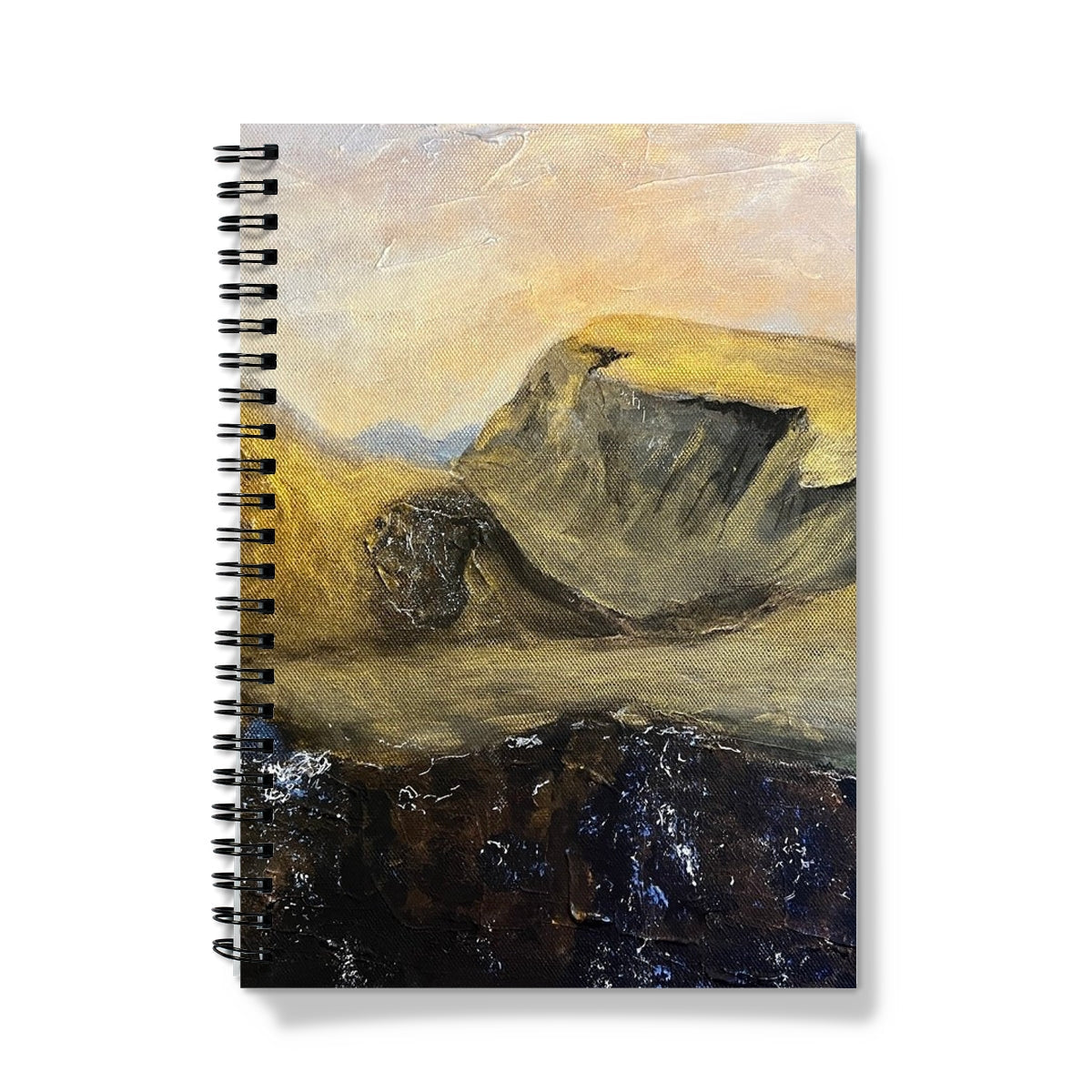 Spiral-bound The Quiraing Notebook with an abstract landscape painting cover
