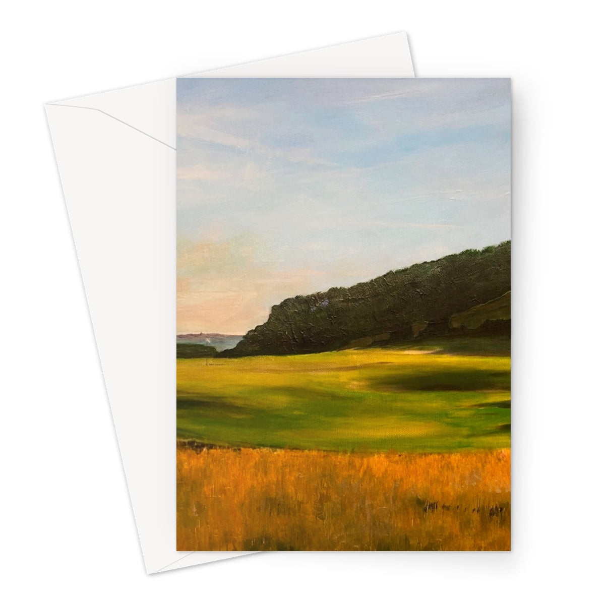 Renaissance Golf Club greeting card with golden green landscape painting