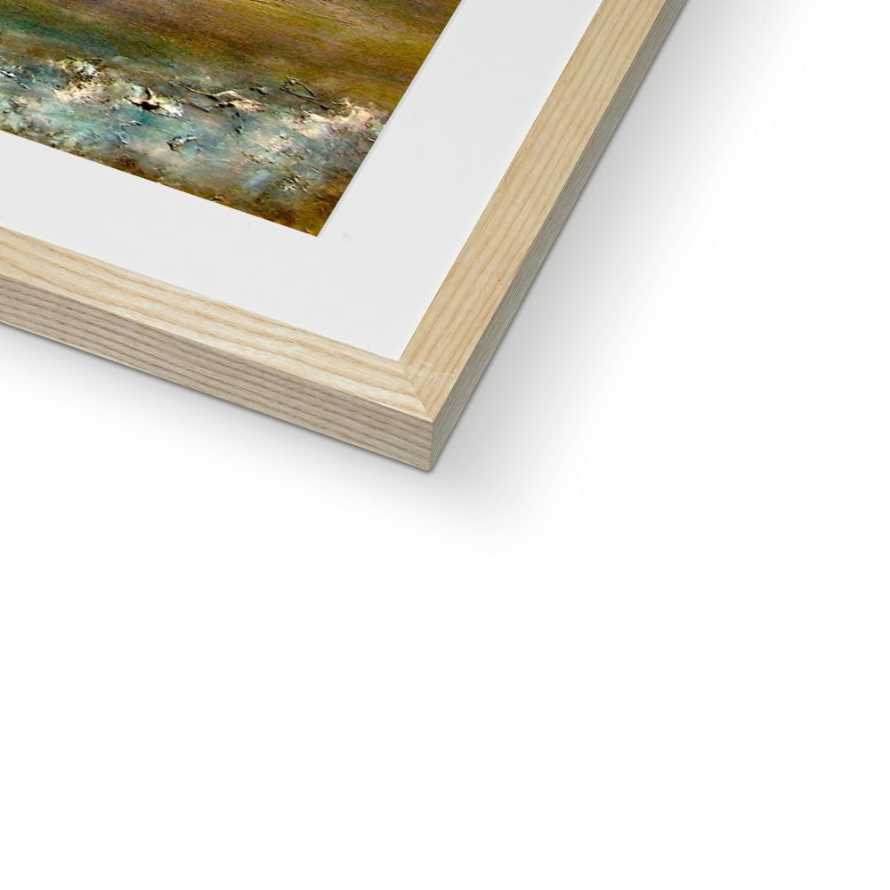 River Clyde Mist abstract painting in wooden frame with white mat