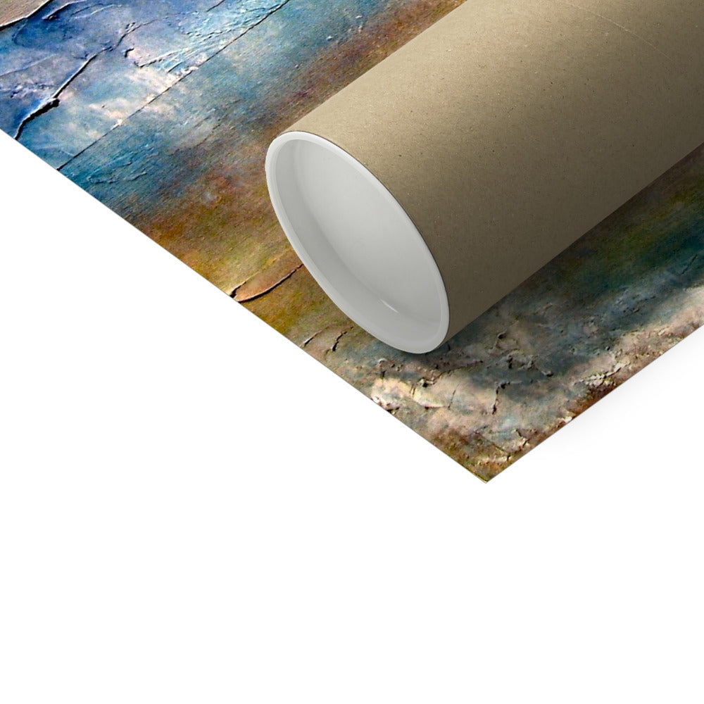 Brown cardboard tube with white cap for River Clyde Mist Artist Proof Print