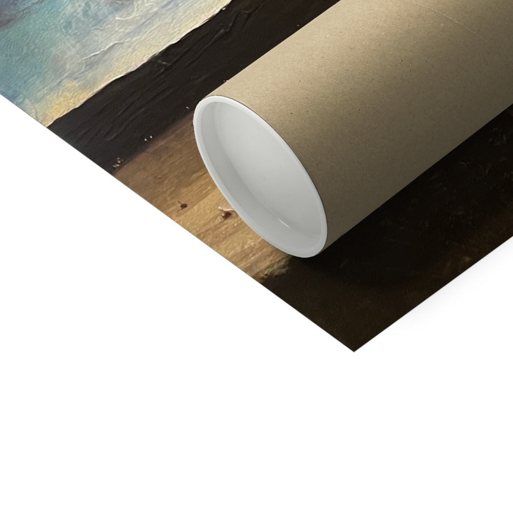 Blank brown cardboard poster tube with white plastic caps for River Clyde Twilight Artist Proof Collector Print
