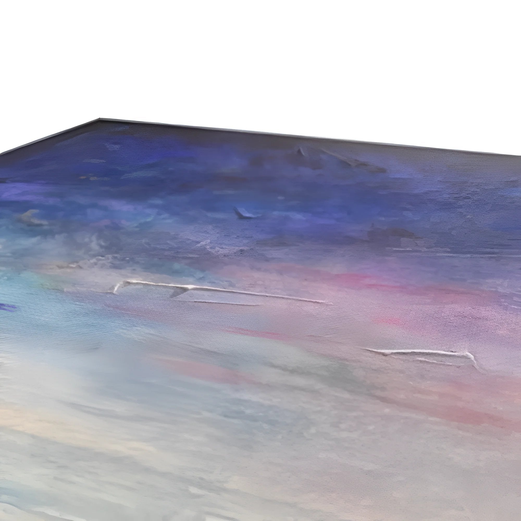 Abstract textured painting with blue, purple, pink, and white brushstrokes on River Clyde Twilight Canvas