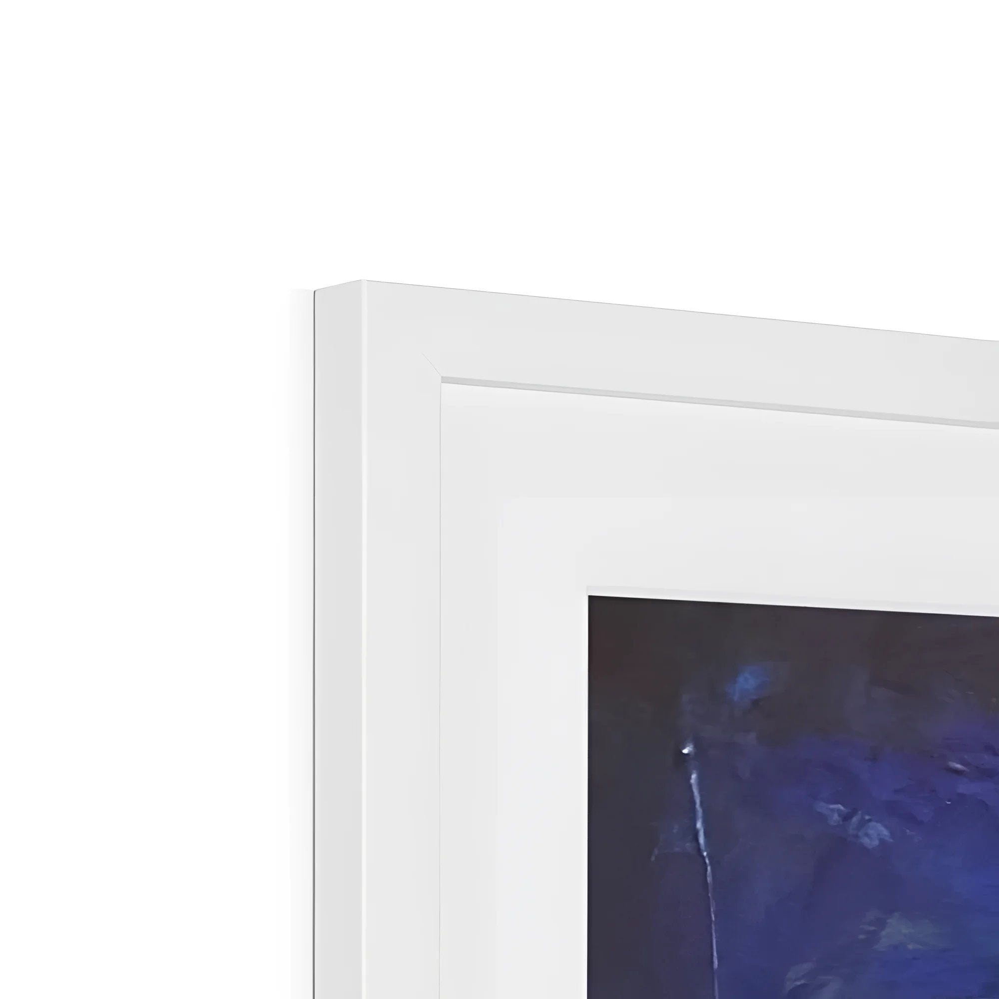 Framed dark blue abstract artwork with white mat for River Clyde Twilight print display