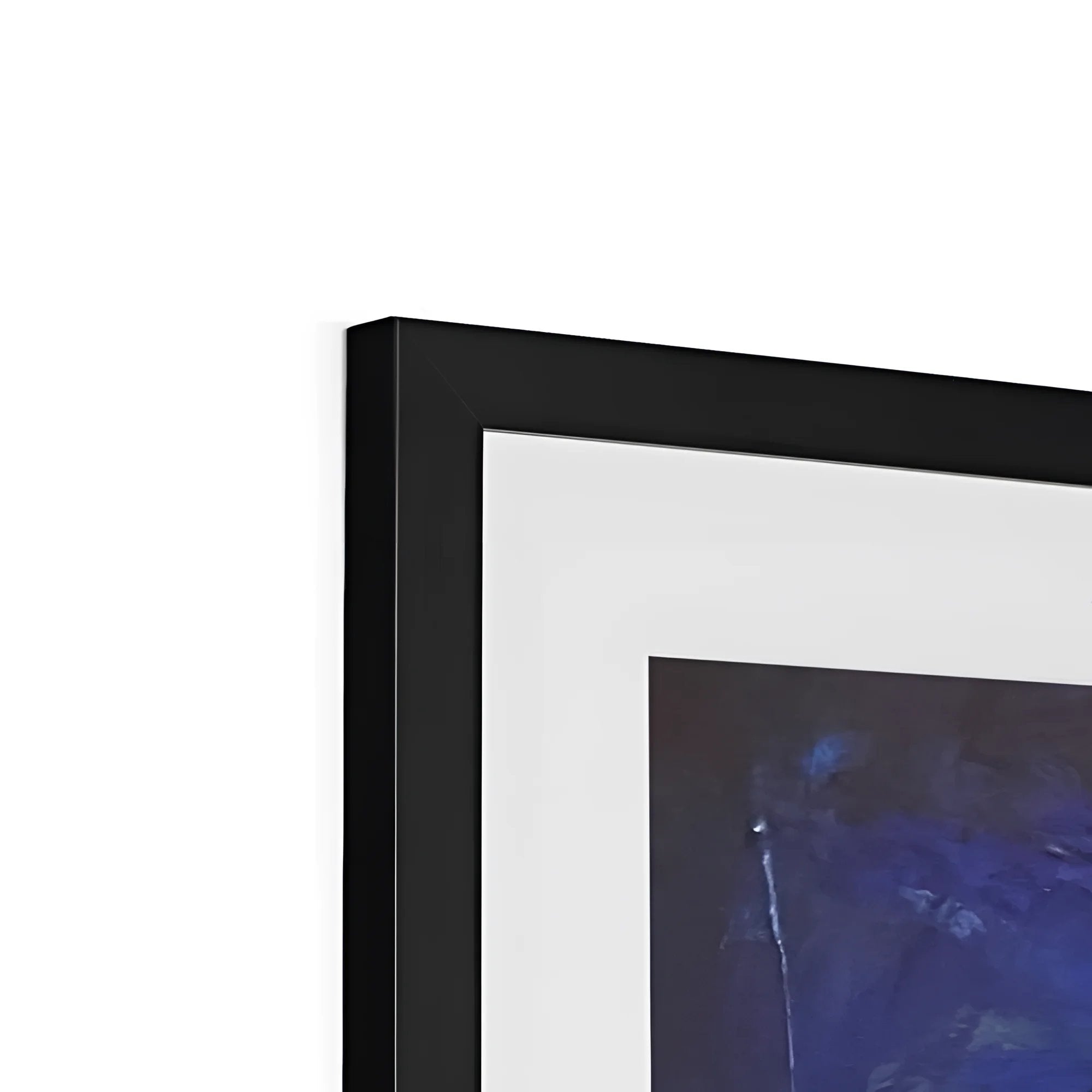 Black framed white mat with dark blue abstract painting in River Clyde Twilight print