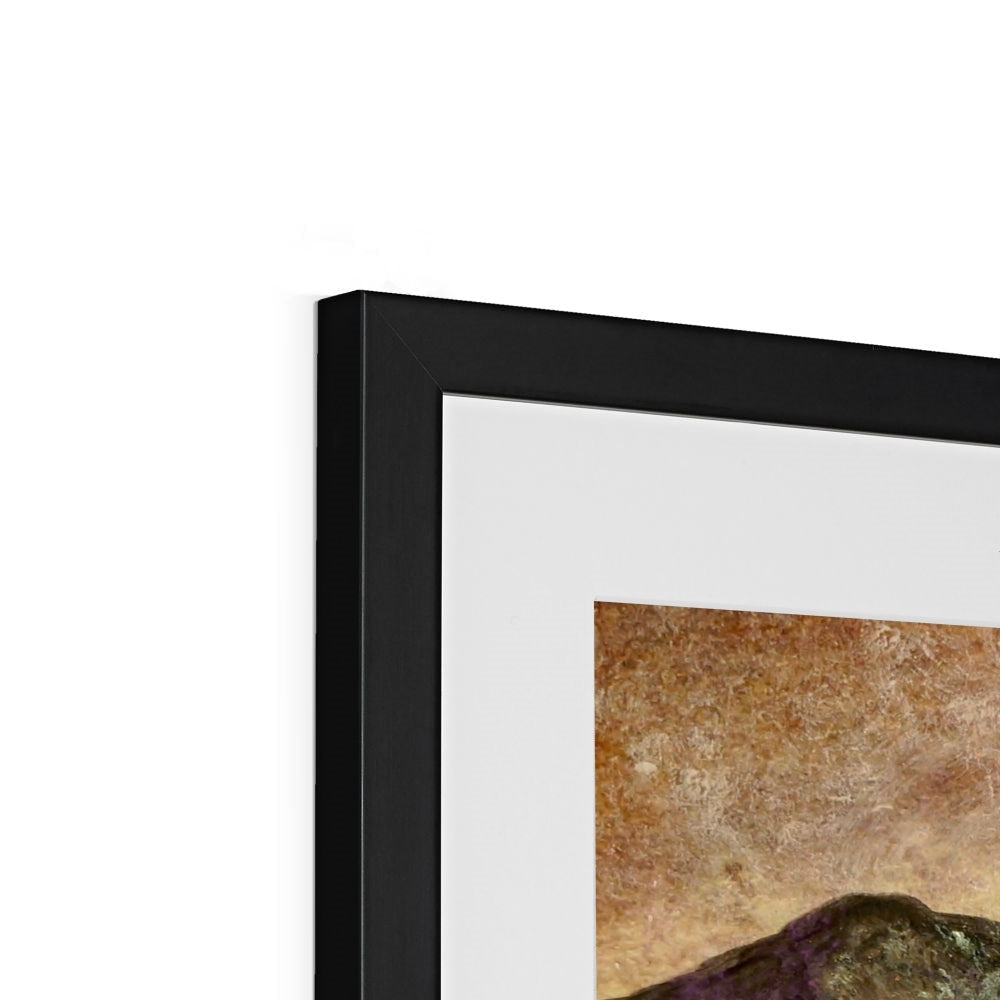 Black frame with white mat and textured River Clyde Winter Dusk artwork