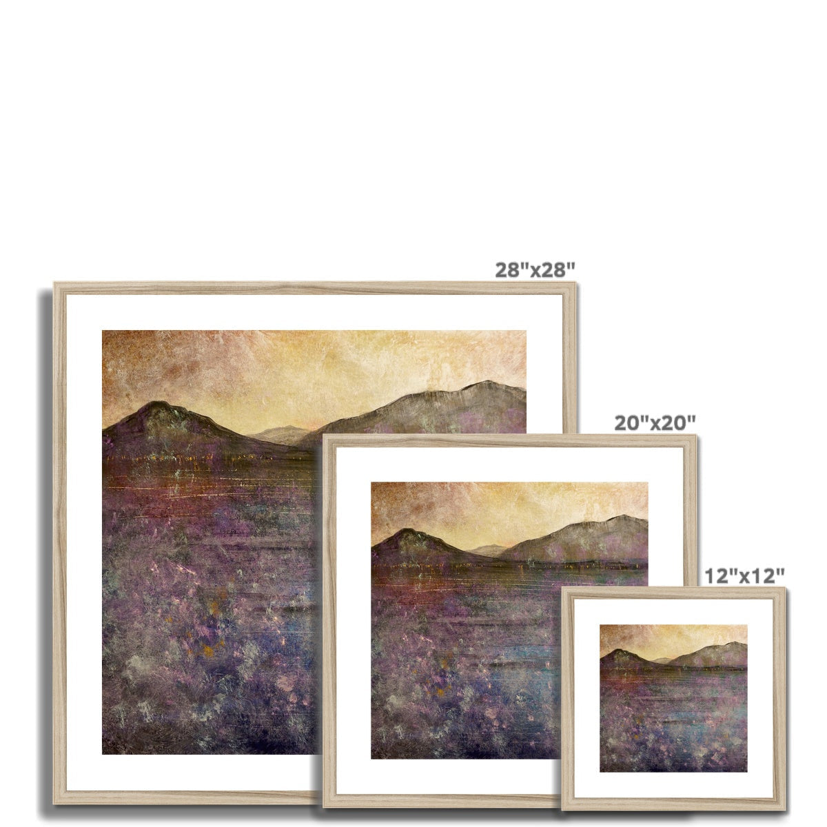 28x28 inch framed River Clyde Winter Dusk mountain landscape art print