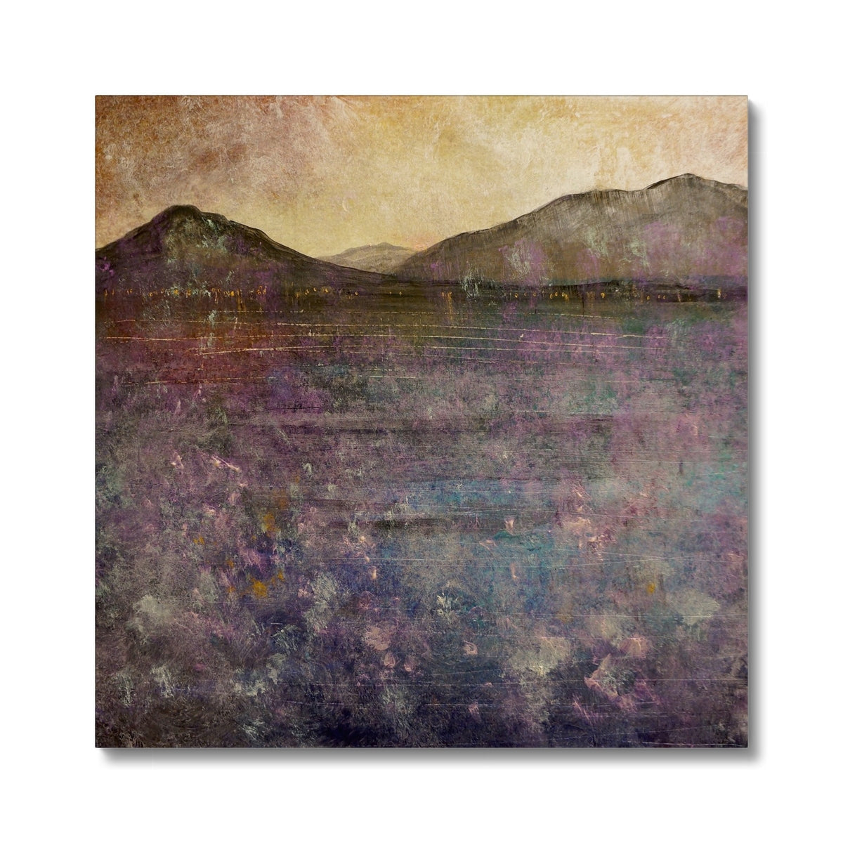 Purple teal textured abstract River Clyde Winter Dusk canvas art