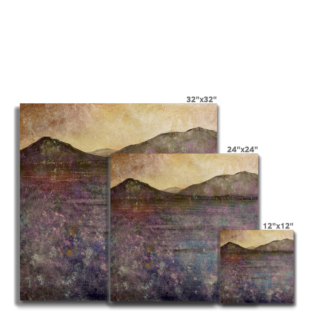 32x32 inch River Clyde Winter Dusk abstract mountain canvas print