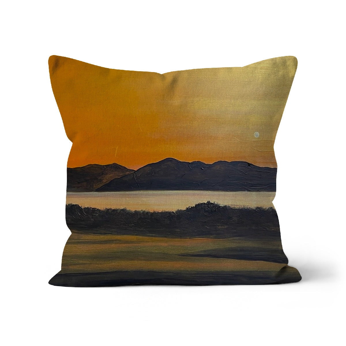 Decorative cushion featuring a painted landscape design inspired by Royal Troon Golf Course 5th Green