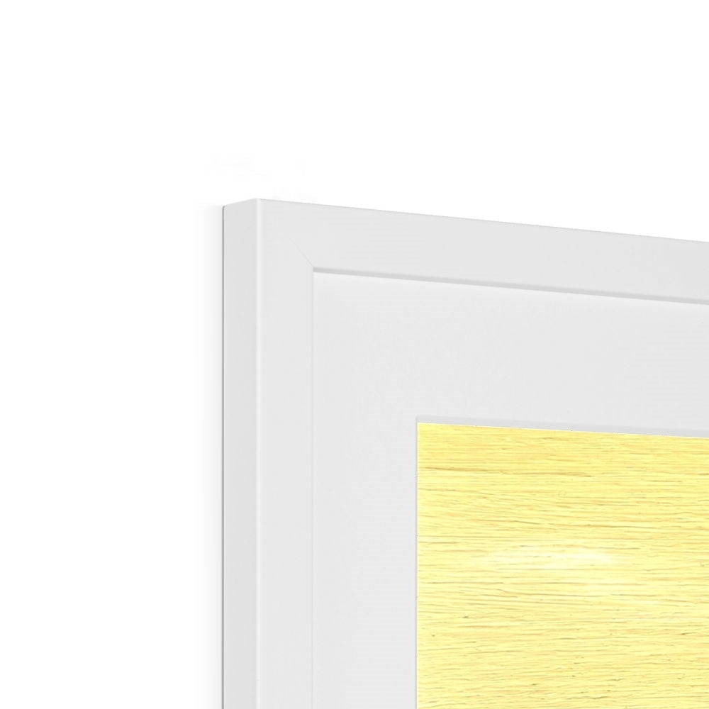 White framed The Sand Dune art print with light wood-grain texture