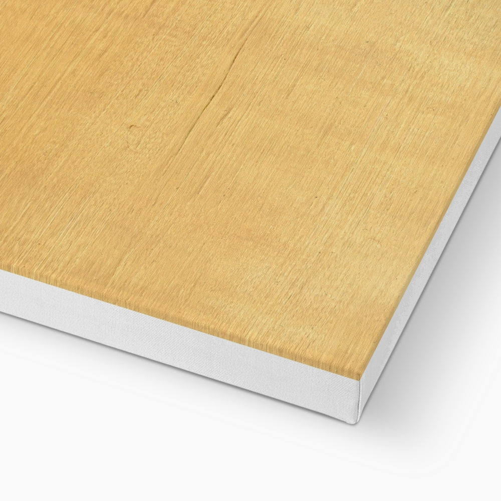 Light oak wood-grain Sand Dune Canvas in white frame
