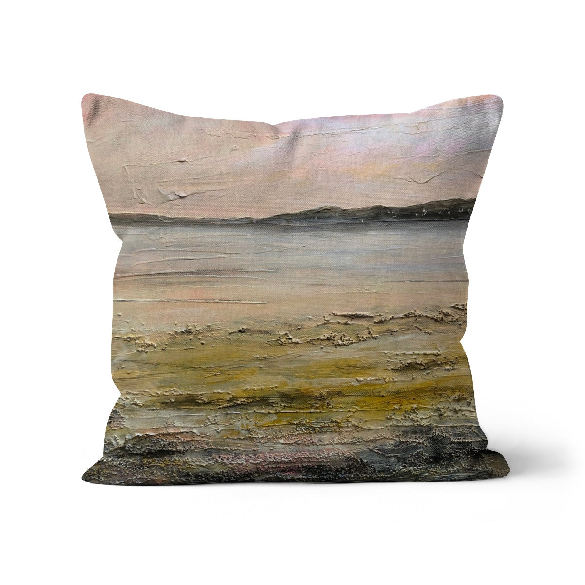 Sandgreen Cushion: beige and brown abstract textured throw pillow
