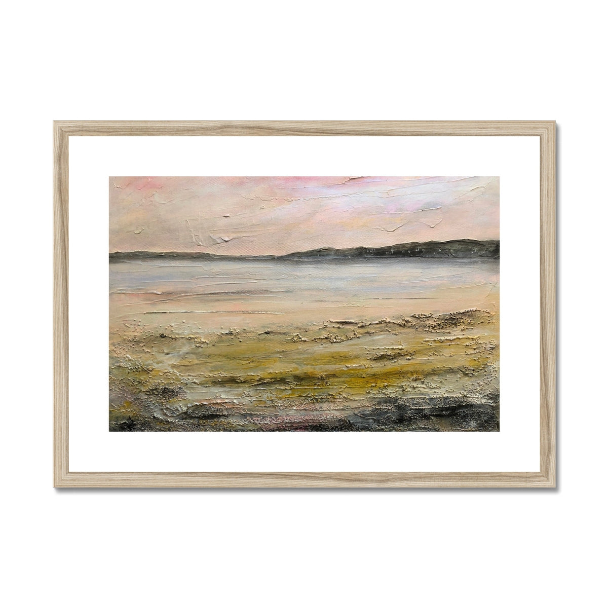 Sandgreen Art Prints: Wooden Framed Abstract Landscape in Earthy Pastels