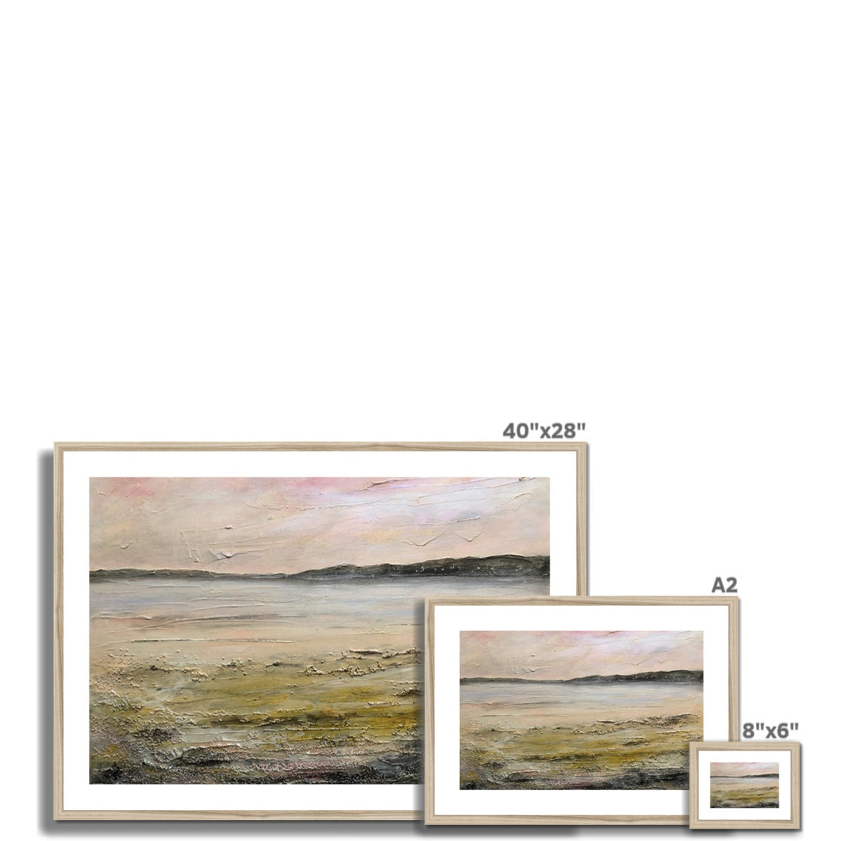 40x28 inch Sandgreen abstract pastel landscape painting in silver frame
