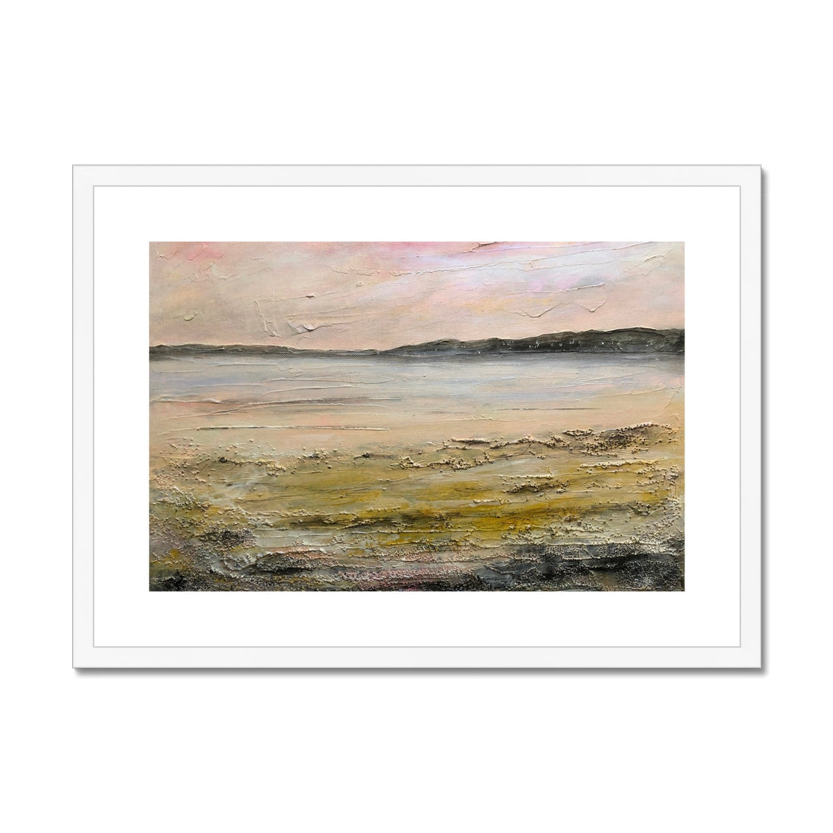 Abstract Sandgreen Art Prints beach scene with textured muted tones