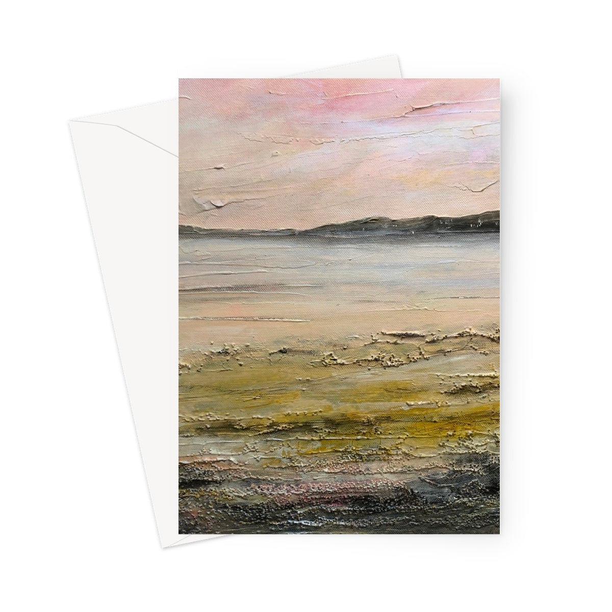 Sandgreen Greeting Card: Pink and white abstract landscape with texture