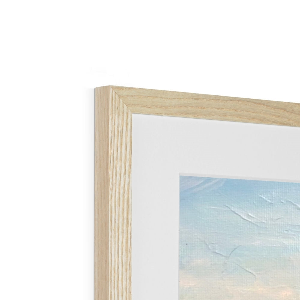 Framed artwork with white mat and light wood frame for A Skye Cottage print