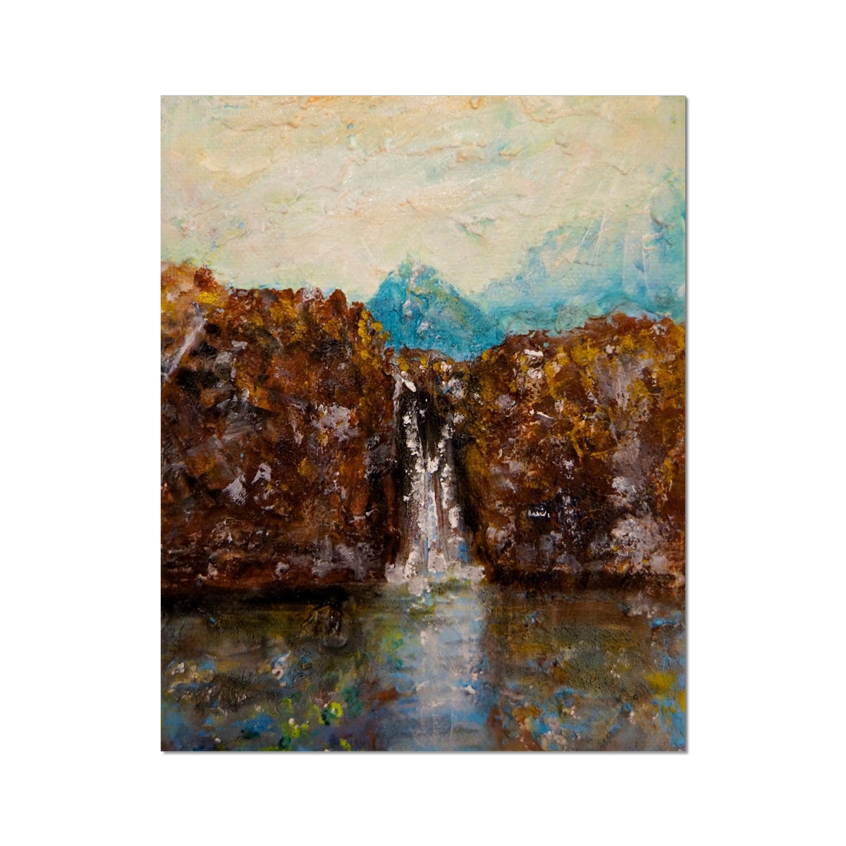 Impressionistic Skye Fairy Pools waterfall painting print