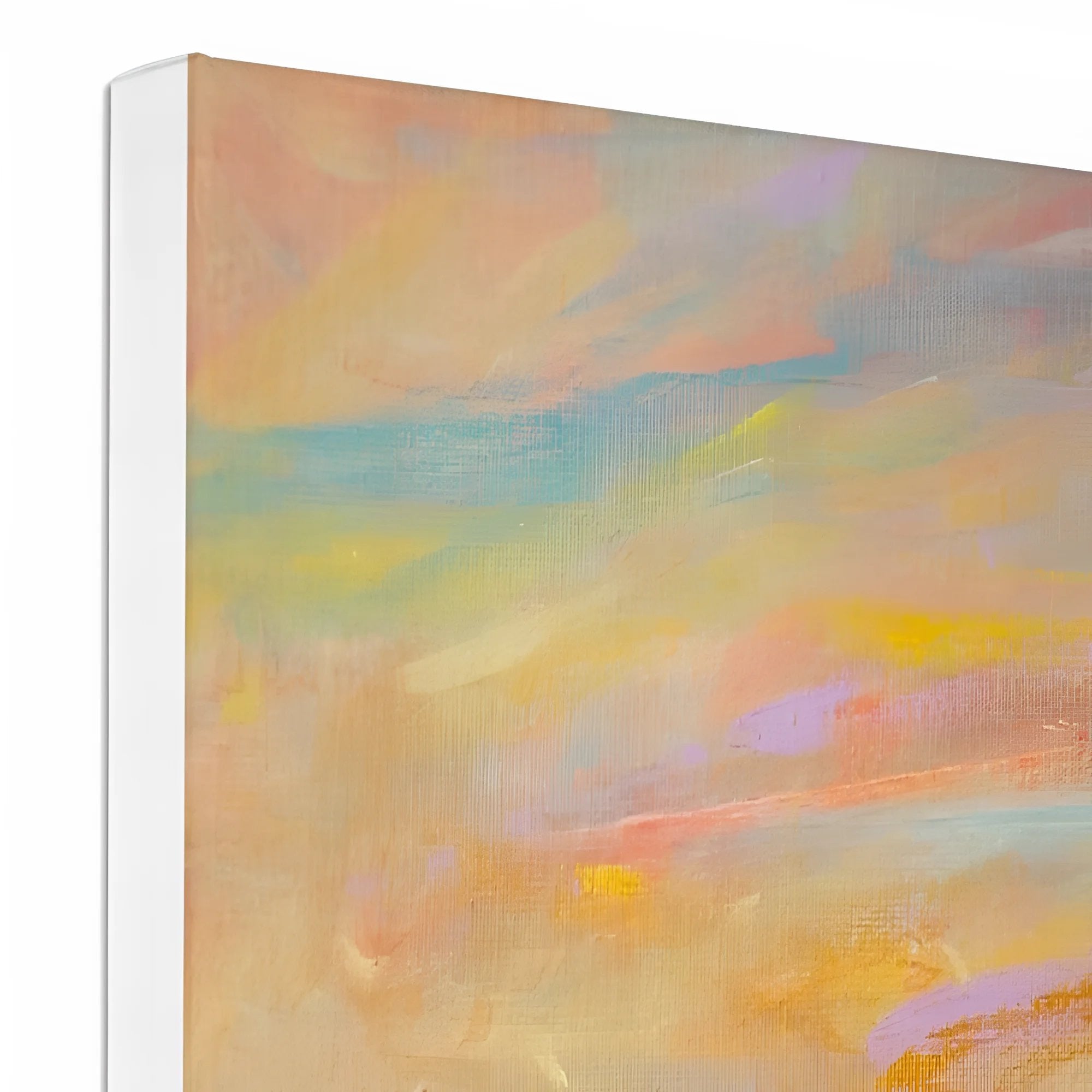 Abstract canvas artwork with soft pastel colors displayed on The Sleeping Warrior Arran Canvas product