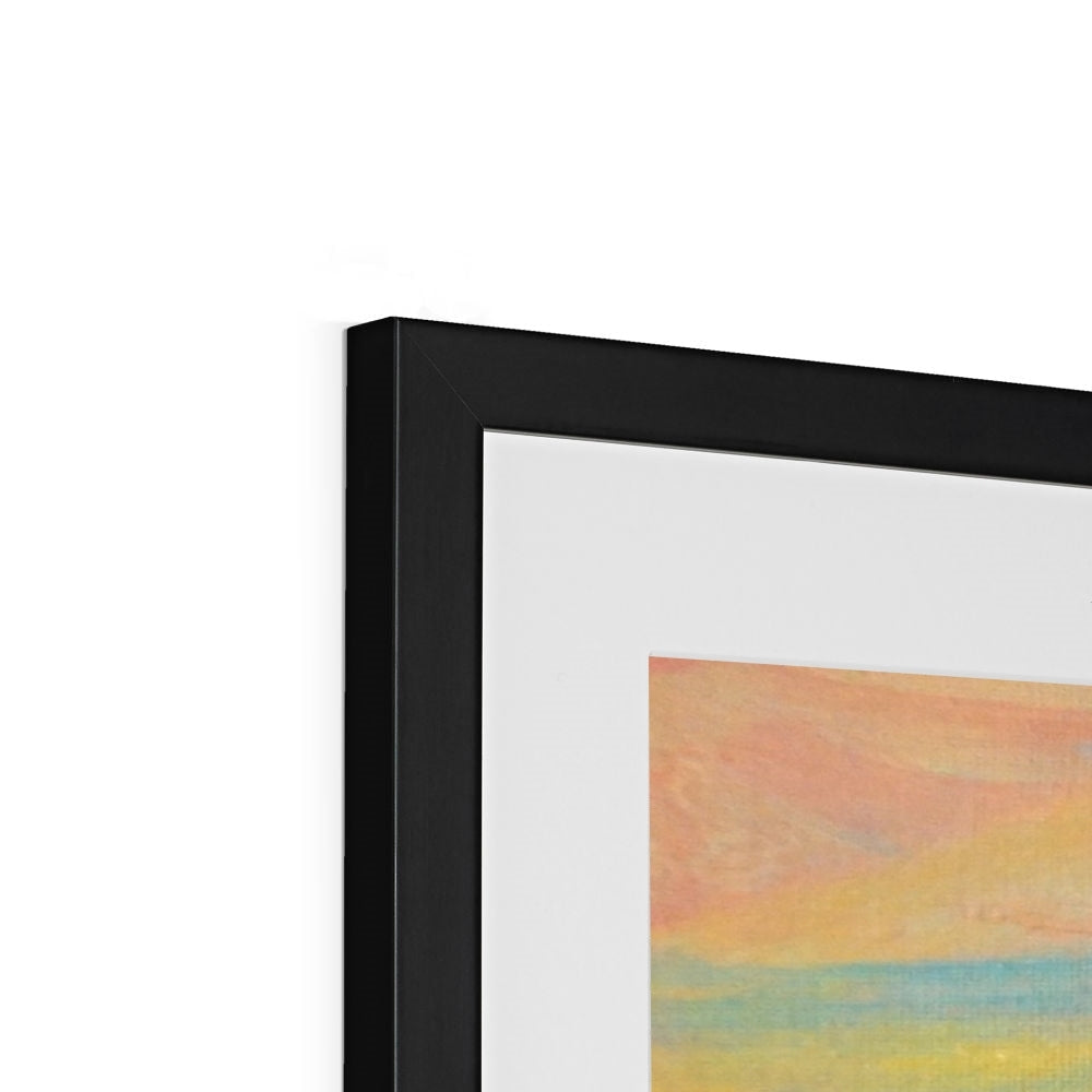 Framed and mounted print of colorful abstract painting with black frame and white mat