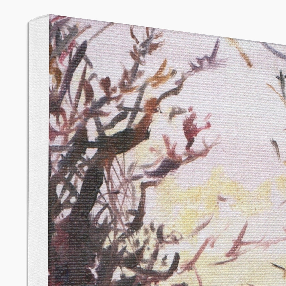 Canvas print of pink cherry blossom tree on white background