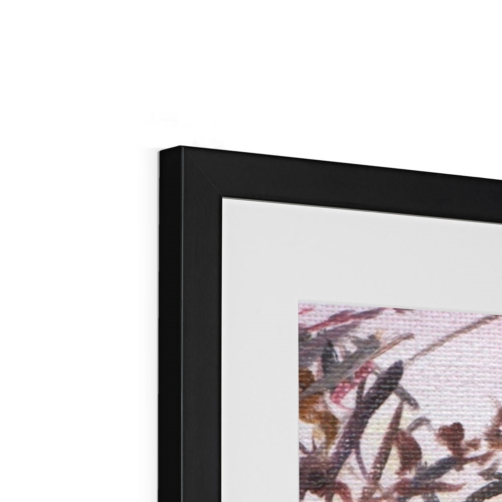 Black framed Snow Above Lunderston abstract canvas art print