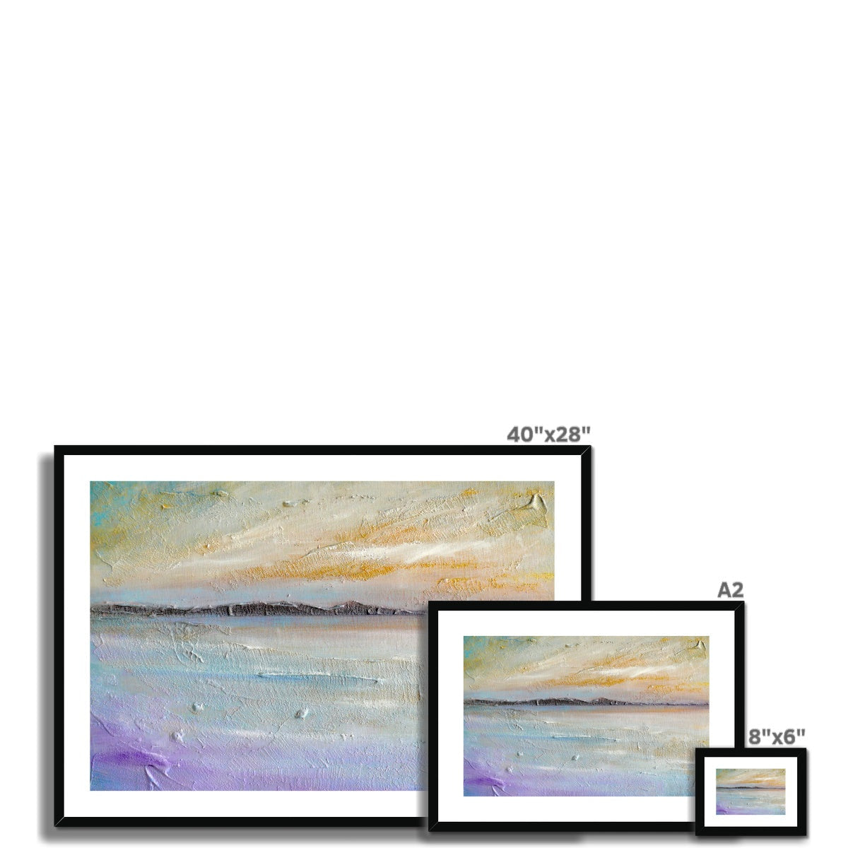 Sollas Beach North Uist 40x28 abstract art print in black frame