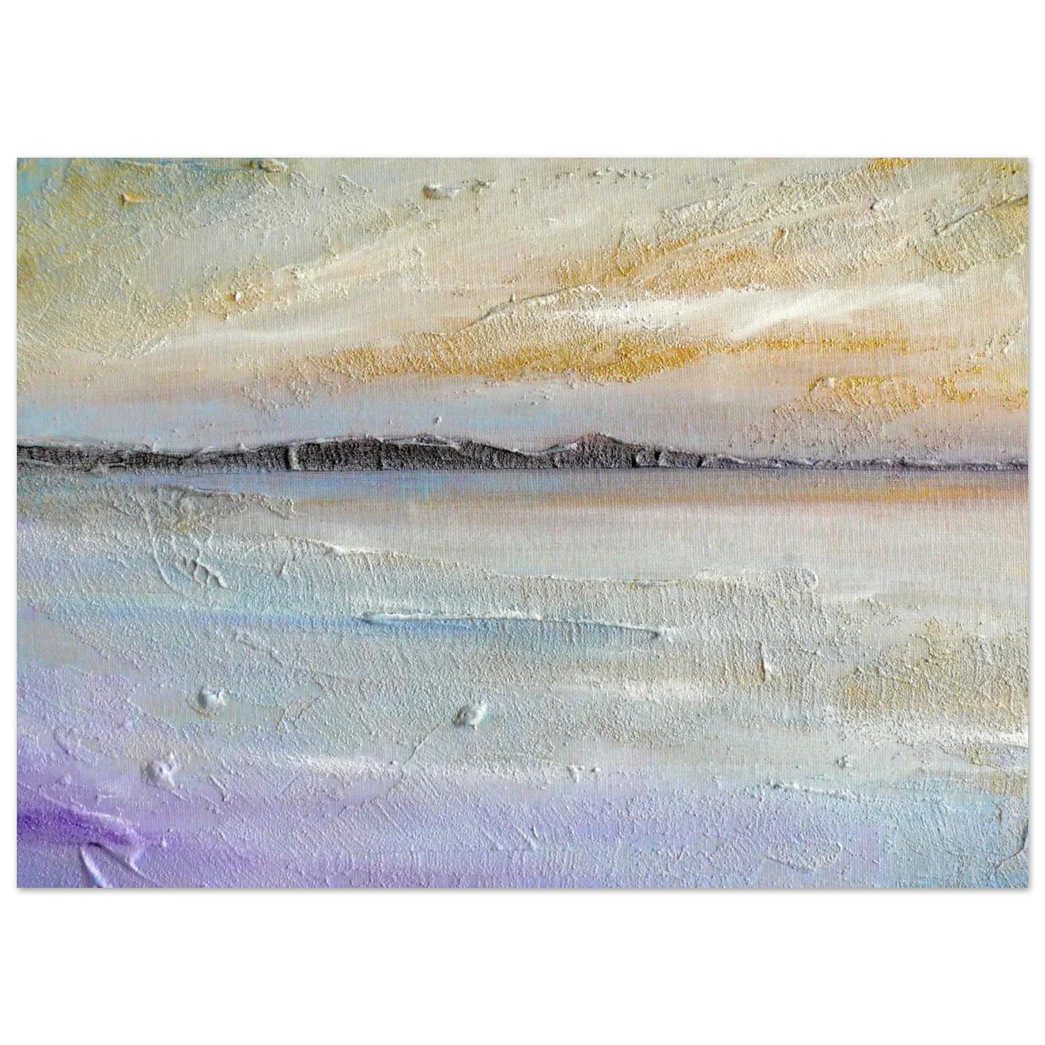 Abstract pastel painting of Sollas Beach, North Uist, Scotland in soft lavender hues