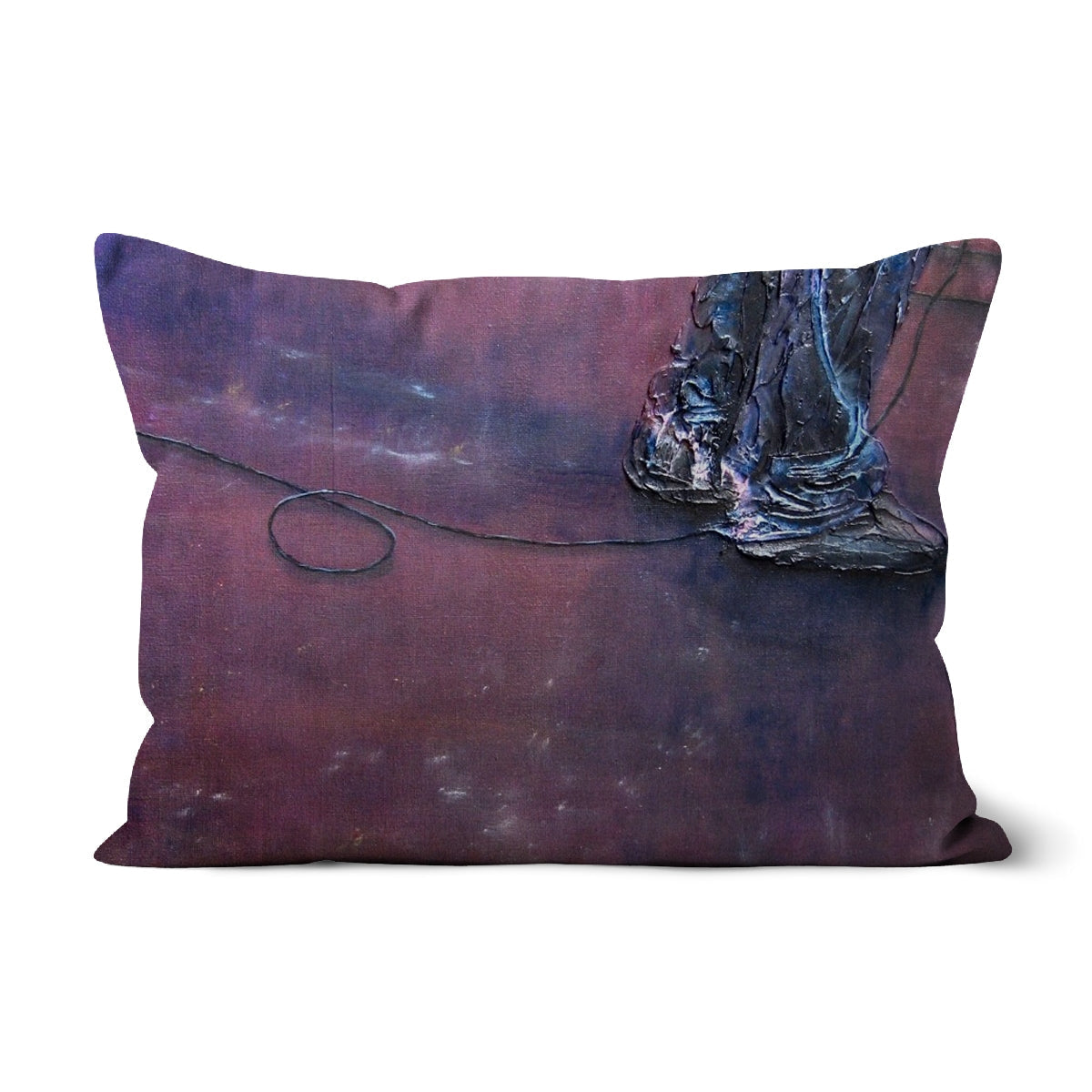 Soundcheck Glasgow Barrowlands cushion with abstract purple blue boots design