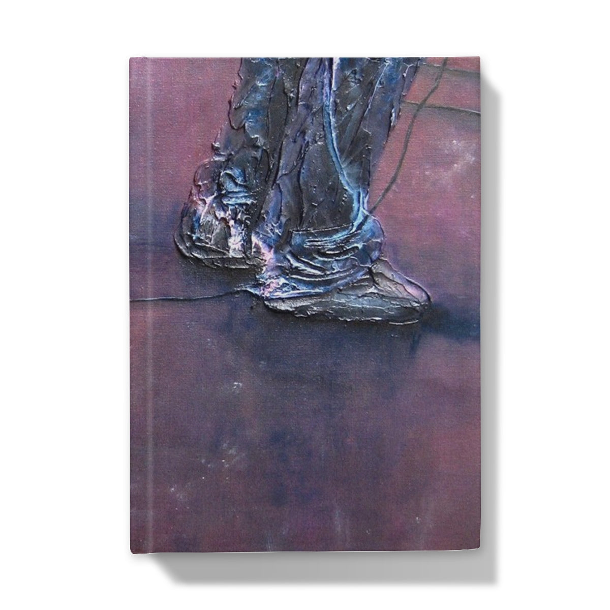 Textured dark blue purple notebook cover with sculpted boots, Soundcheck Glasgow Barrowlands journal