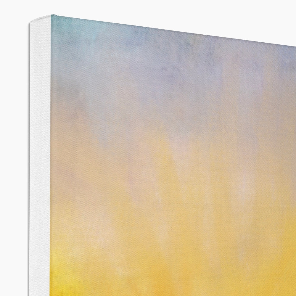 Stac Pollaidh Dusk canvas print with pale blue to warm yellow gradient
