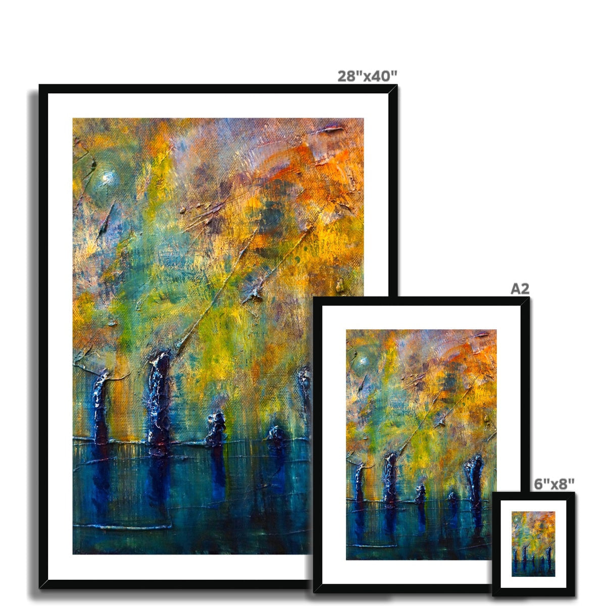 28x40 Framed Stenness Moonlight Abstract Autumn Painting