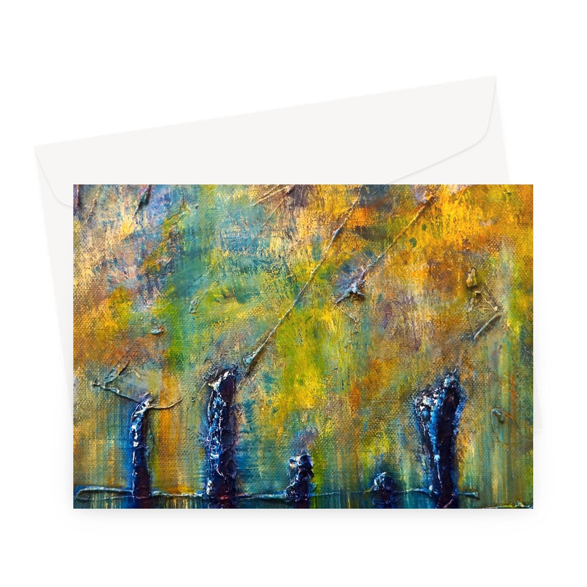 Stenness Moonlight abstract greeting card in yellow blue hues