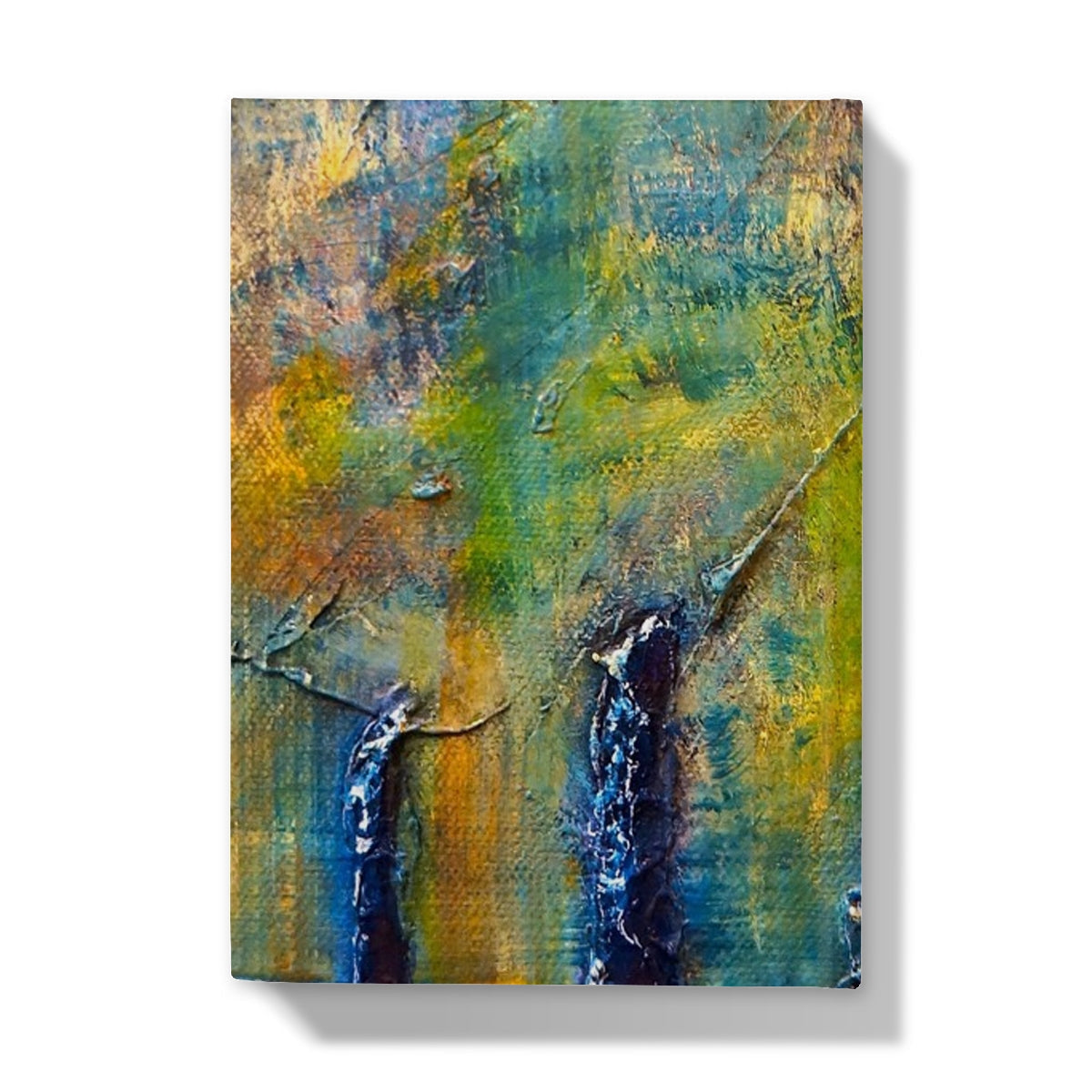 Stenness Moonlight journal with abstract green-yellow textured canvas art