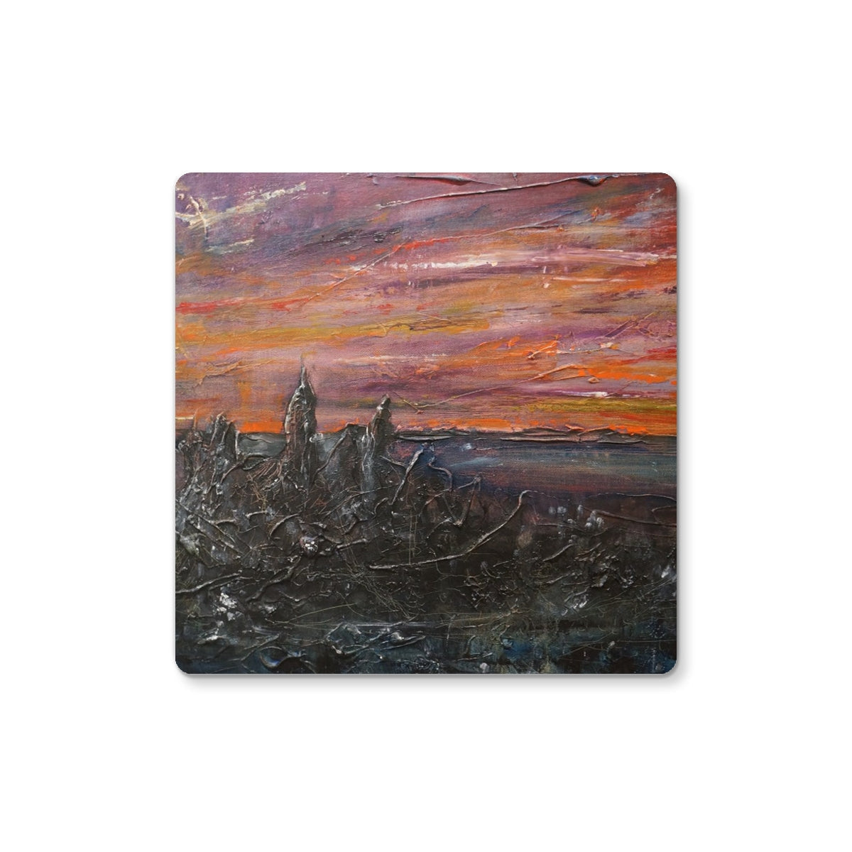 Storr Moonlight Skye Coaster with impressionistic sunset painting