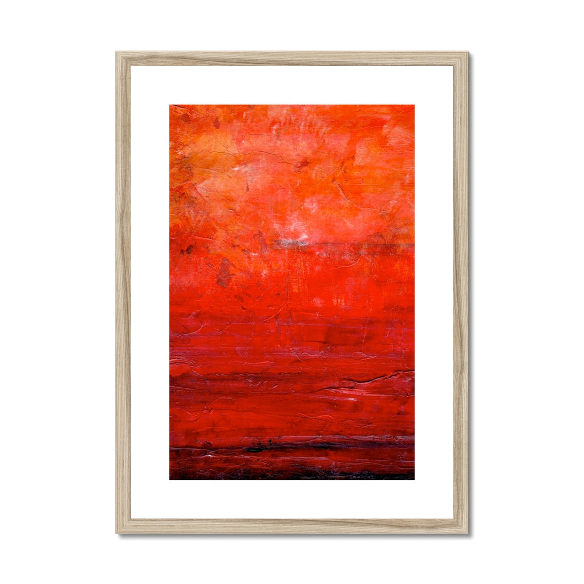 Vibrant Summer Abstract Framed Print with red orange brushstrokes