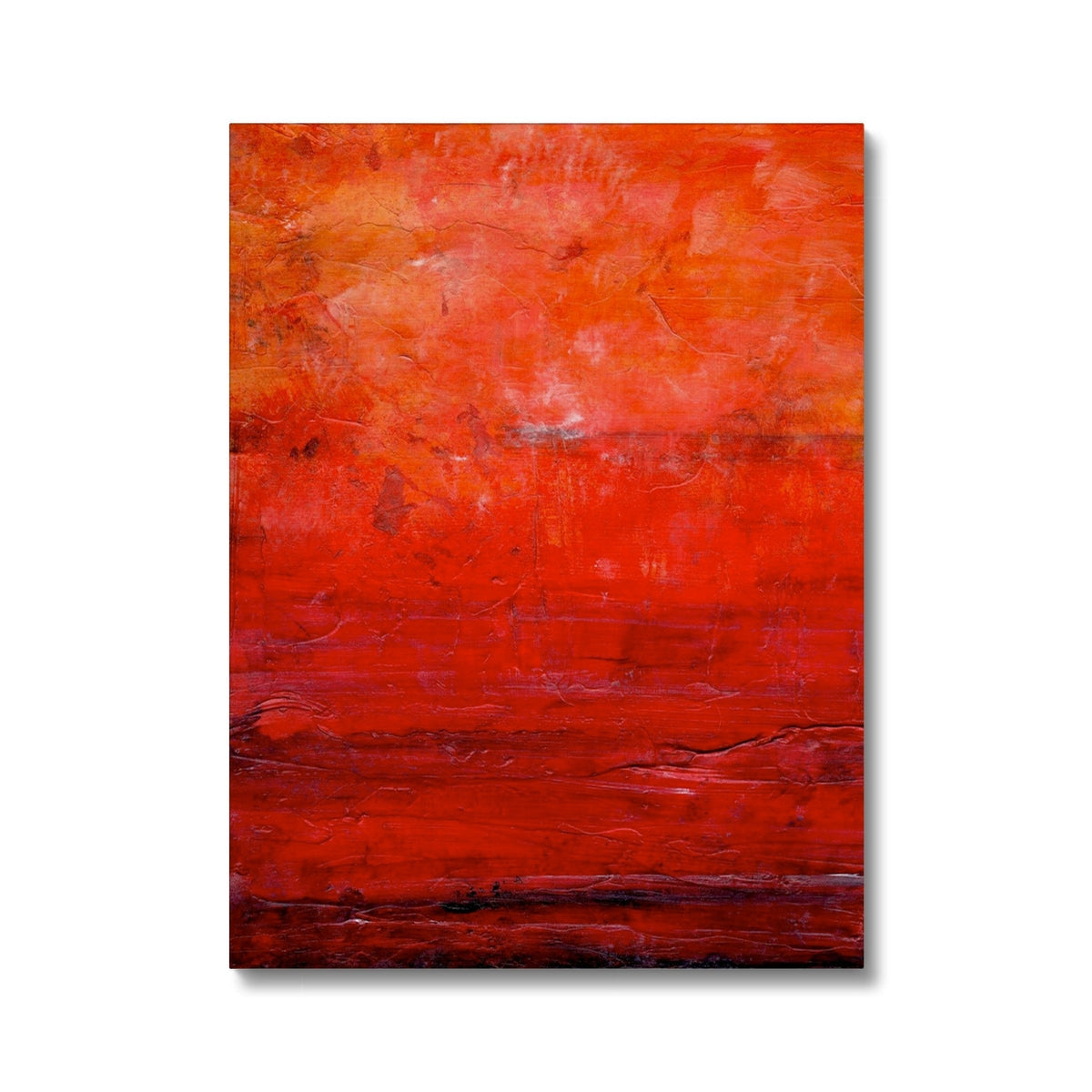 Vibrant red Summer Abstract Canvas with textured brushstrokes