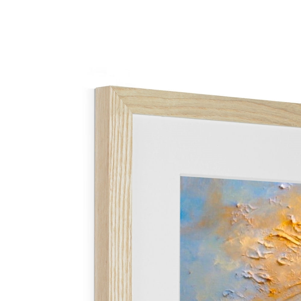 Light wood picture frame with white mat showcasing a colorful abstract painting for Summer In Glencoe print