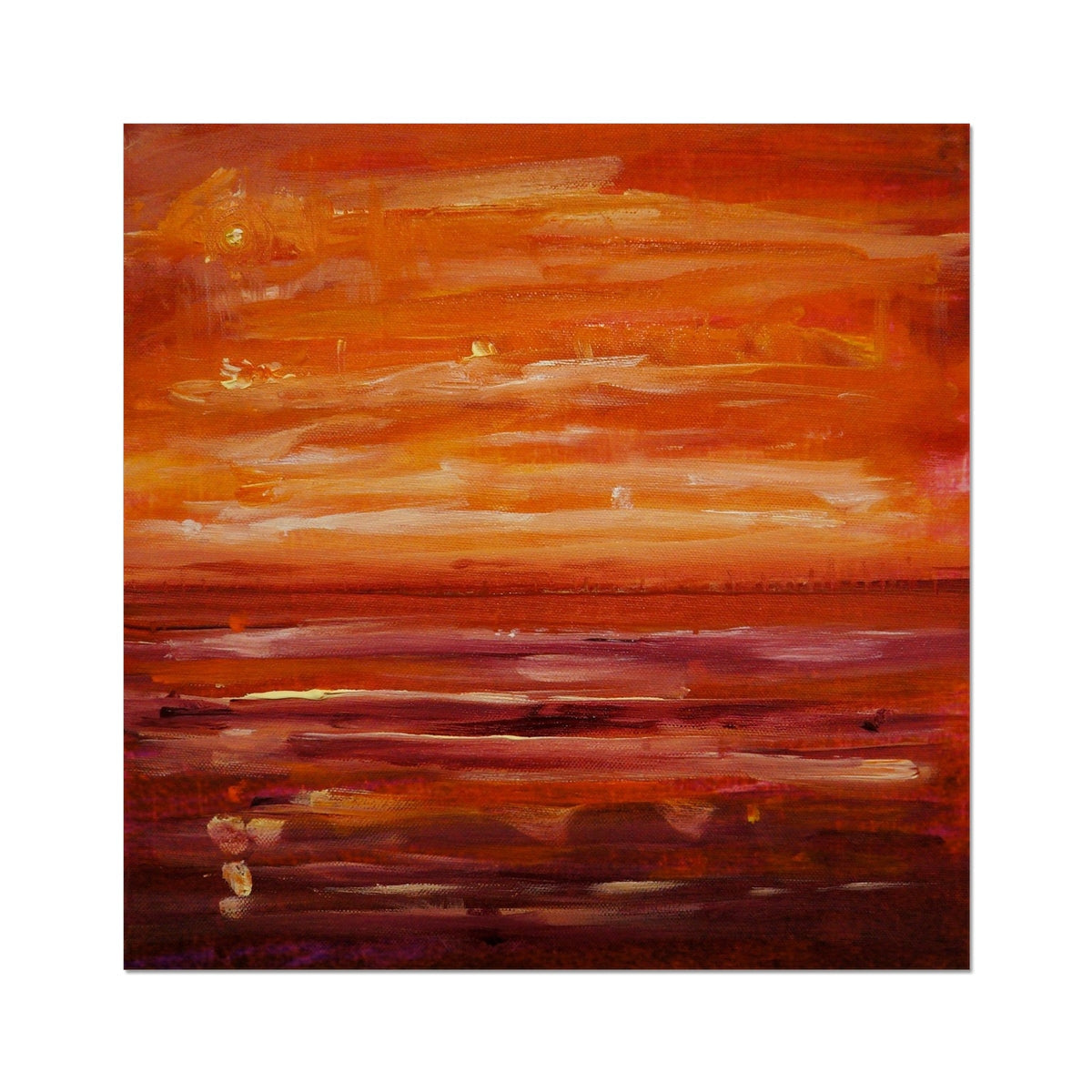 Orange and brown abstract Summer Horizon painting with textured brushstrokes