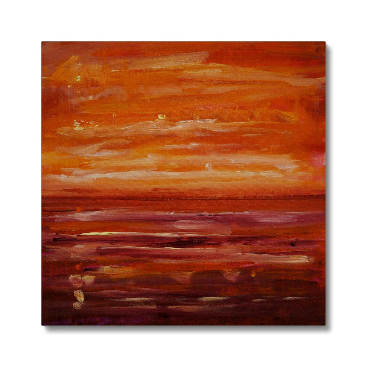 Summer Horizon abstract canvas print with orange brown horizontal brushstrokes