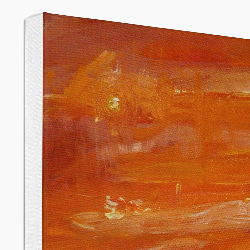 Vibrant orange abstract canvas art with textured brushstrokes in Summer Horizon style
