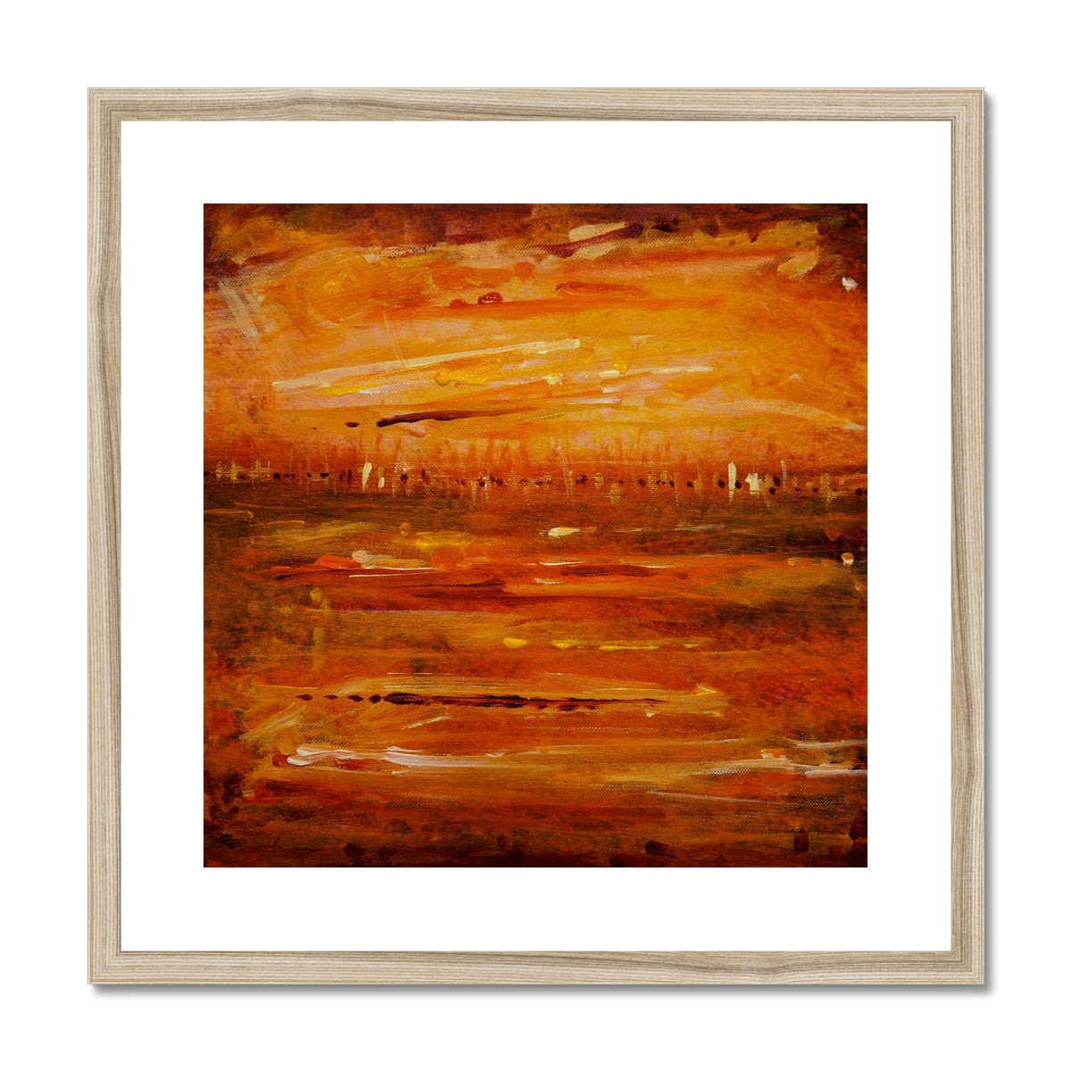Gold abstract Summer Horizon II art print in white frame